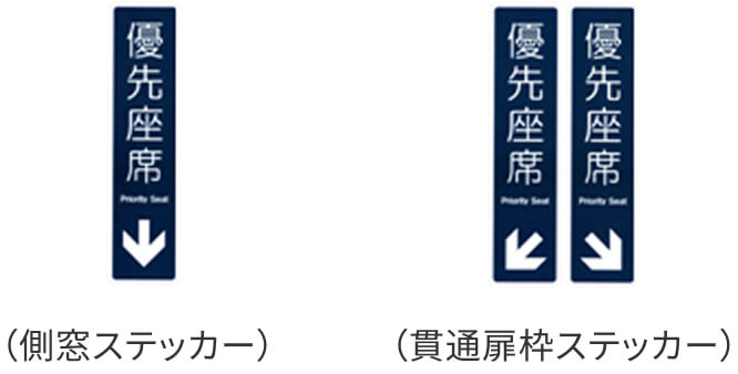 側窓ステッカーの画像と貫通扉枠ステッカー