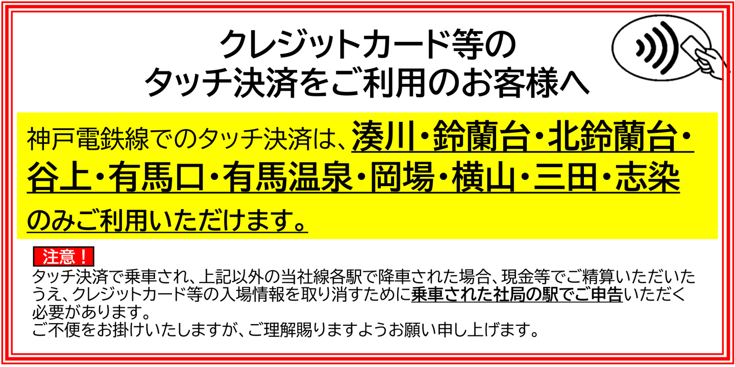クレジットカード等のタッチ決済をご利用のお客様へ